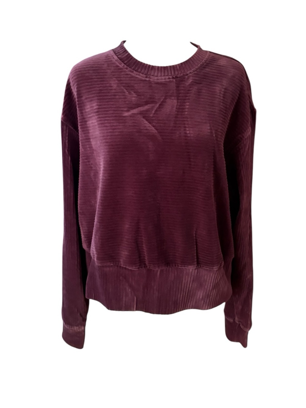Prana Purple Corduroy Pullover Long Sleeve Sweater Womens Size Large